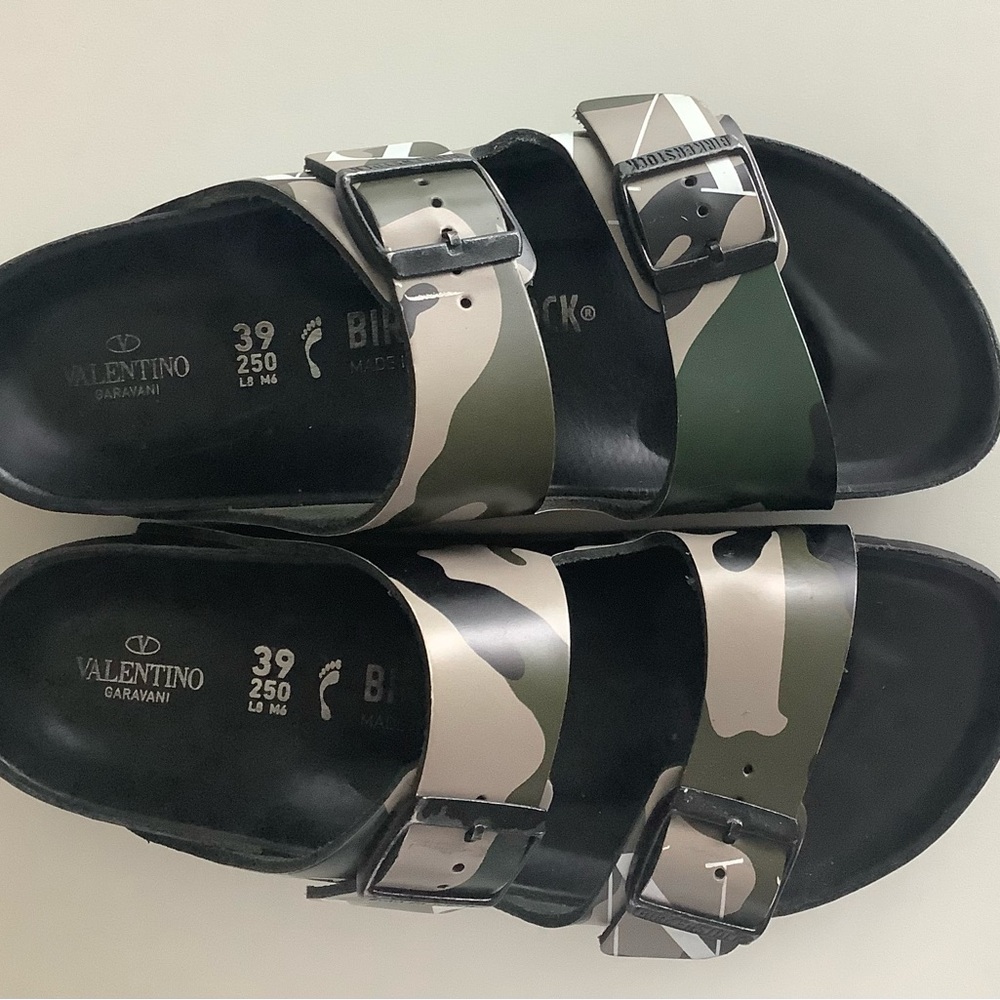 Valentino Birkenstock Arizona slide sandals,multicolor camouflage,size 39